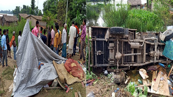 बाढ़ में घर डूबा तो सड़क किनारे टेंट लगाकर सो रहे थे पति-पत्नी, पिकअप वैन ने रौंदा